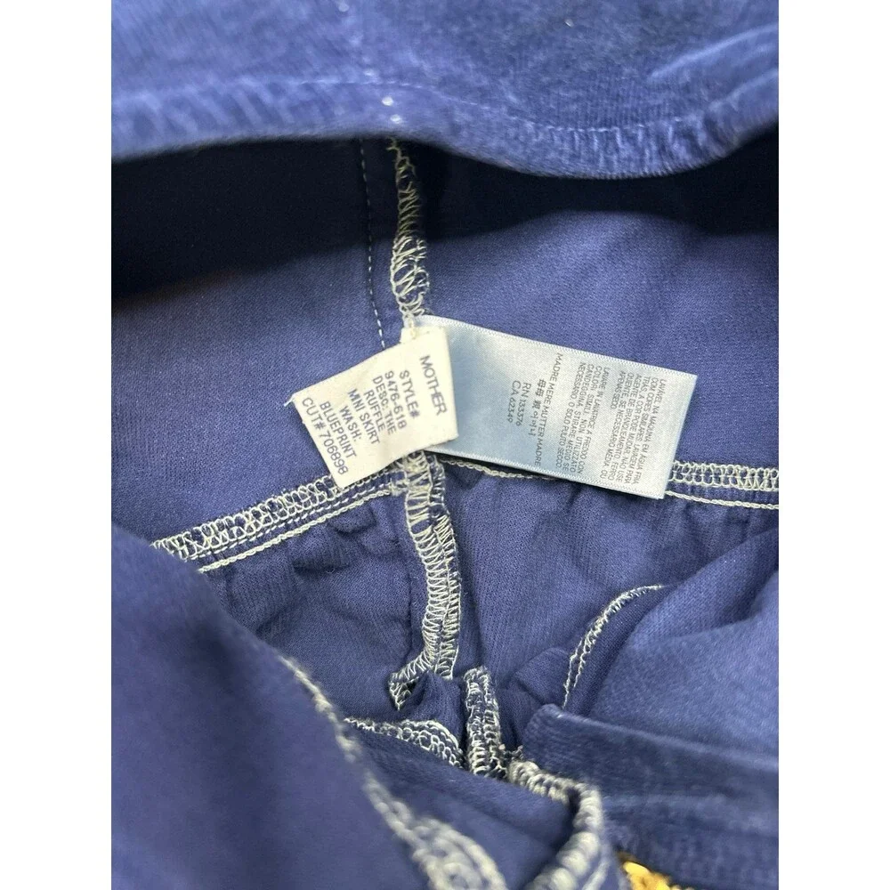 Mother Ruffle Mini Skirt blue print corduroy sz 27 festival collegiate sorority